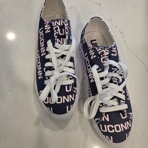 UConn Huskies Sneakers Navy Blue White Canvas Shoes M5.5 W7 NCAA Row One Victory